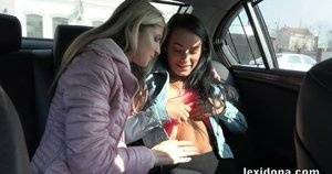 Lexi Dona and her lesbian lover have sex in the backseat of a car on leakfanatic.com