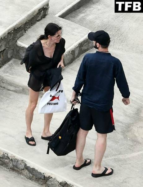 Courteney Cox Enjoys the Summer Holiday with Johnny McDaid in Positano on leakfanatic.com