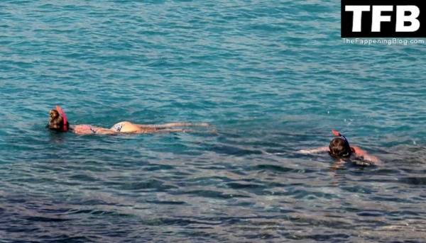 Nina Agdal & Logan Paul Enjoy a Day Snorkeling at the Beach in Mykonos on leakfanatic.com