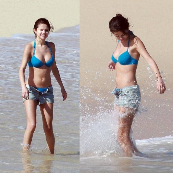 Selena Gomez Beach Bikini Shorts Photos  - Usa on leakfanatic.com