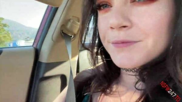 Emily Lynne tease in car onlyfans porn videos on leakfanatic.com