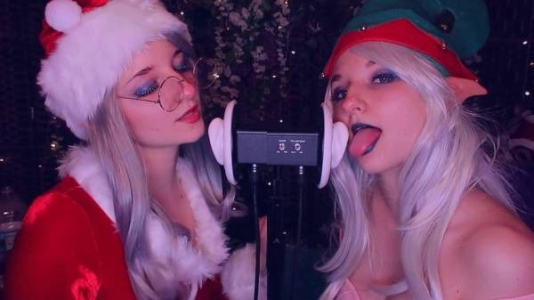 AftynRose ASMR - Christmas Twins Ear Licking on leakfanatic.com