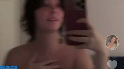 Unadorned fat girl NSFW TikTok takes selfies topless with pierced nipples on leakfanatic.com