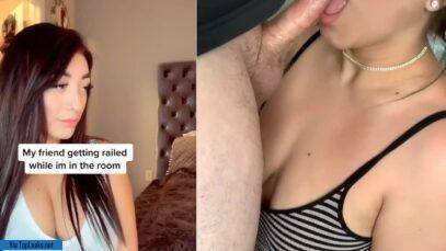 Sexy babe is waiting for her boyfriend to fuck her, while he gave TikTok dick sucking to his girlfriend on leakfanatic.com