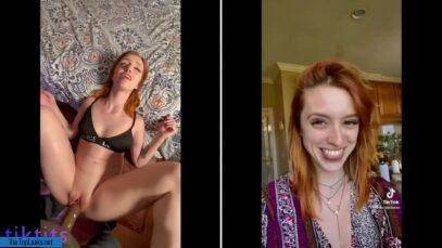 The redheaded chick is fucked by her stepfather and she admires it on TikTok on leakfanatic.com