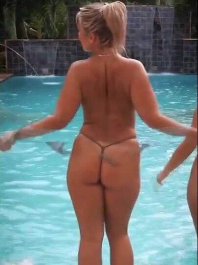 Paige VanZant Naked By The Pool Topless Onlyfans Video on leakfanatic.com