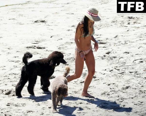 Jordana Brewster & Mason Morfit Enjoy the Morning on the Beach in Santa Barbara on leakfanatic.com