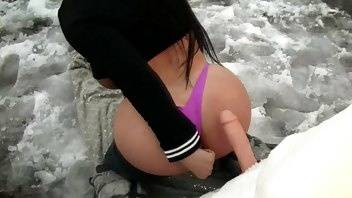 Korina Kova Snowman Outdoors Public Dildo Doggy Fucking Porn on leakfanatic.com