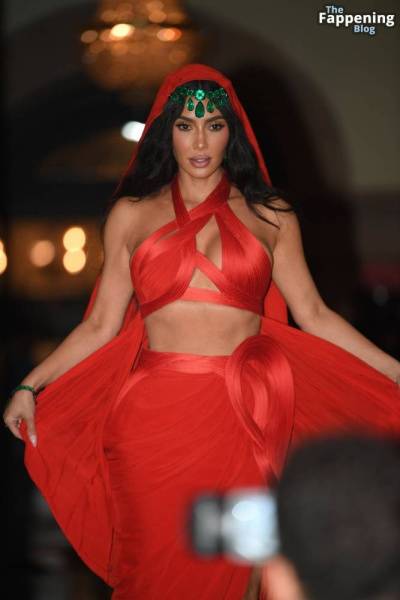 Kim Kardashian Stuns in a Red Dress in Mumbai (33 Photos) - India on leakfanatic.com