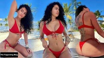 Malu Trevejo Looks Hot in a Red Bikini on leakfanatic.com