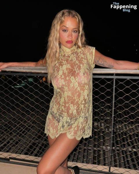 Rita Ora Shows Off Her Nude Boobs While Posing in a Sheer Dress (2 Photos) on leakfanatic.com