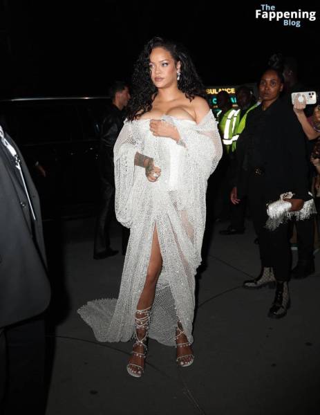 Rihanna Displays Her Curves in a White Dress (13 Photos) on leakfanatic.com